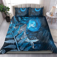 New Zealand Matariki Bedding Set Maori Koru With Humpback Whale Blue LT05 - Polynesian Pride