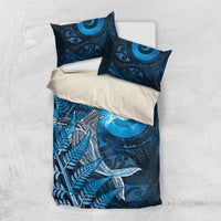 New Zealand Matariki Bedding Set Maori Koru With Humpback Whale Blue LT05 US Twin 172cm x 218cm Blue - Polynesian Pride