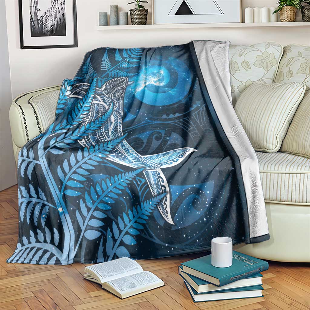 New Zealand Matariki Blanket Maori Koru With Humpback Whale Blue LT05 Blue - Polynesian Pride