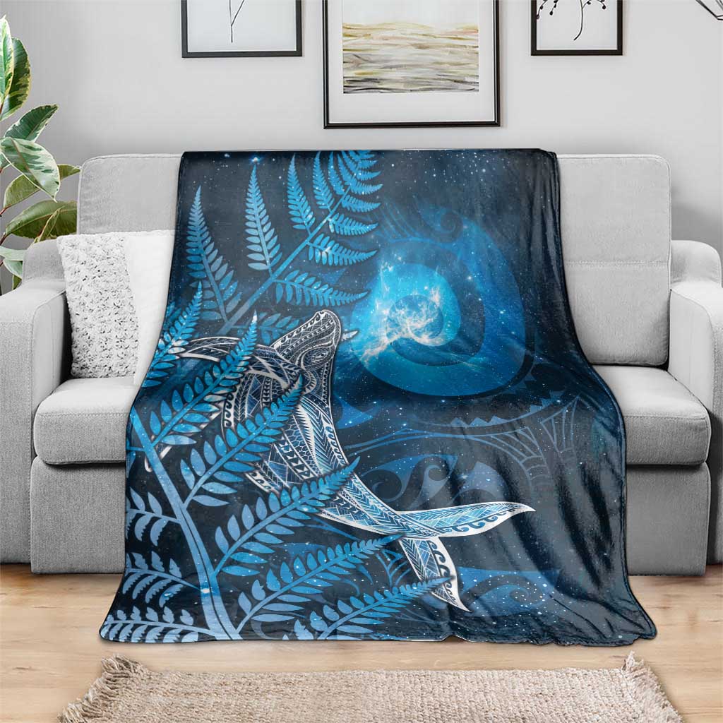 New Zealand Matariki Blanket Maori Koru With Humpback Whale Blue LT05 - Polynesian Pride