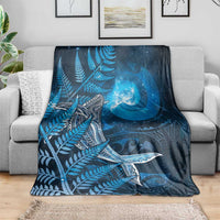 New Zealand Matariki Blanket Maori Koru With Humpback Whale Blue LT05 - Polynesian Pride