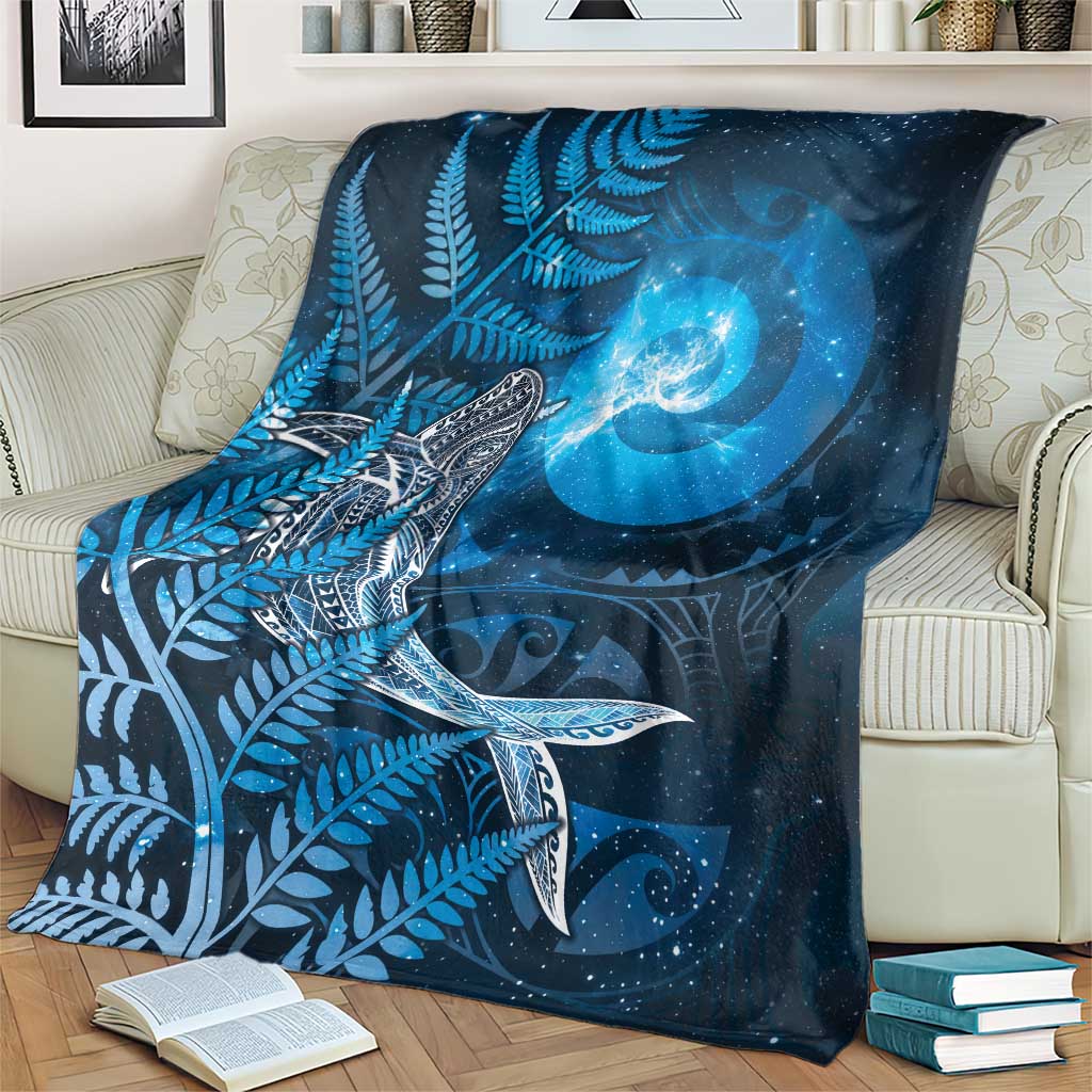 New Zealand Matariki Blanket Maori Koru With Humpback Whale Blue LT05 - Polynesian Pride