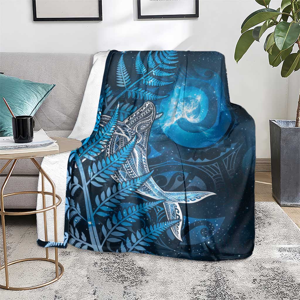 New Zealand Matariki Blanket Maori Koru With Humpback Whale Blue LT05 - Polynesian Pride