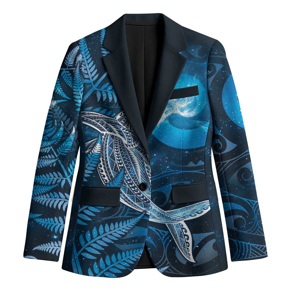 New Zealand Matariki Blazer Maori Koru With Humpback Whale Blue LT05 Unisex Blue - Polynesian Pride