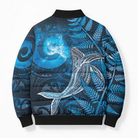 New Zealand Matariki Bomber Puffer Jacket Maori Koru With Humpback Whale Blue LT05 - Polynesian Pride