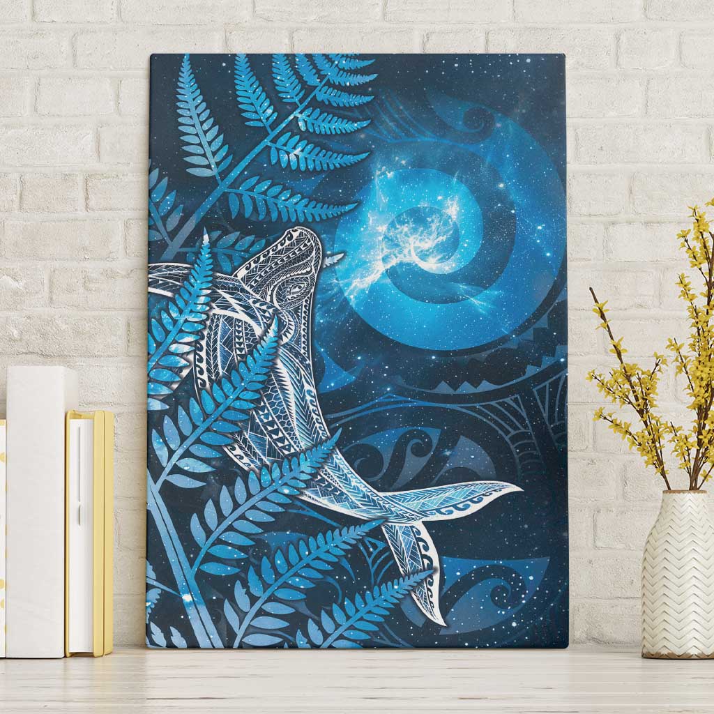 New Zealand Matariki Canvas Wall Art Maori Koru With Humpback Whale Blue LT05 Without Frame Blue - Polynesian Pride