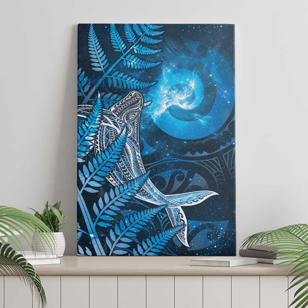 New Zealand Matariki Canvas Wall Art Maori Koru With Humpback Whale Blue LT05 - Polynesian Pride
