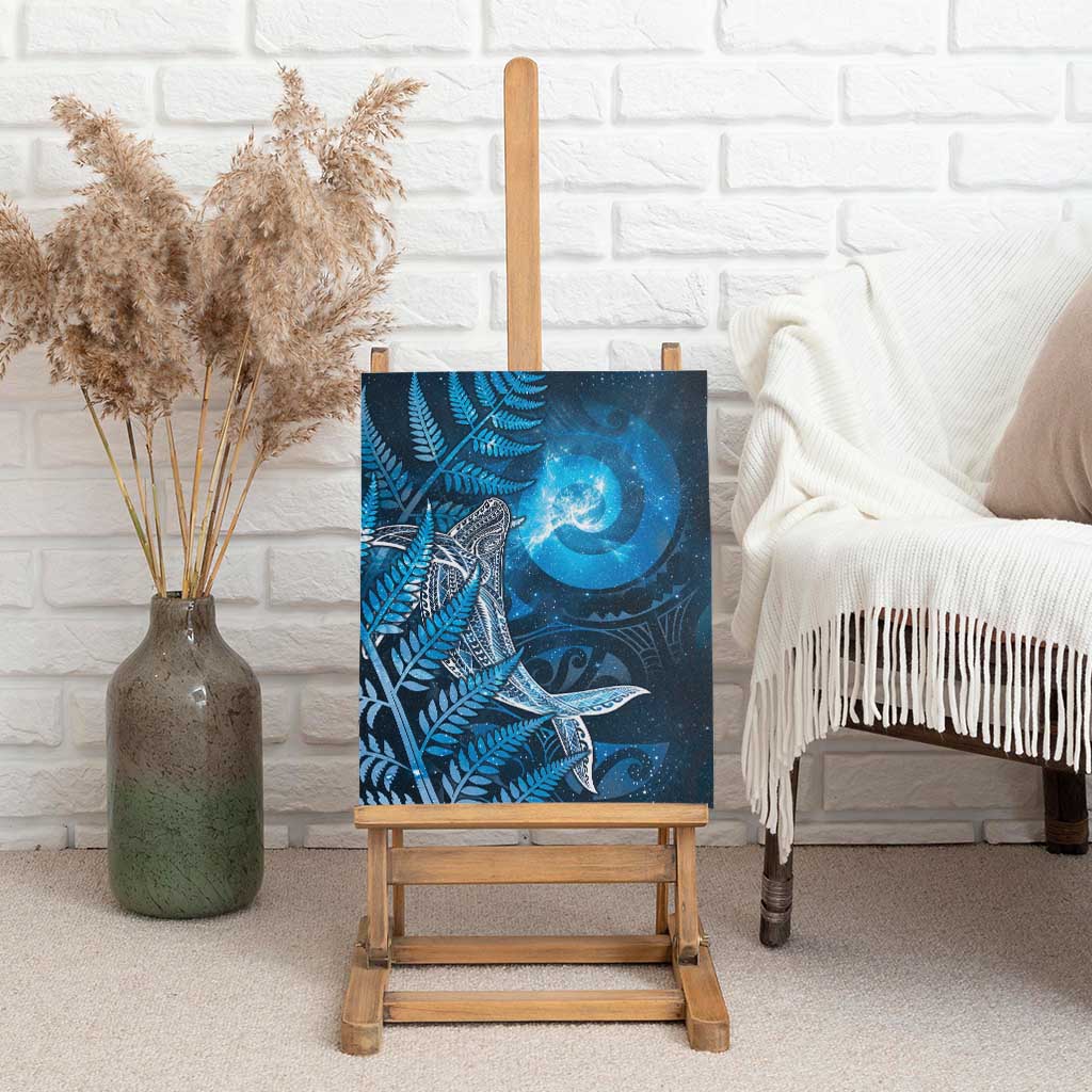 New Zealand Matariki Canvas Wall Art Maori Koru With Humpback Whale Blue LT05 - Polynesian Pride