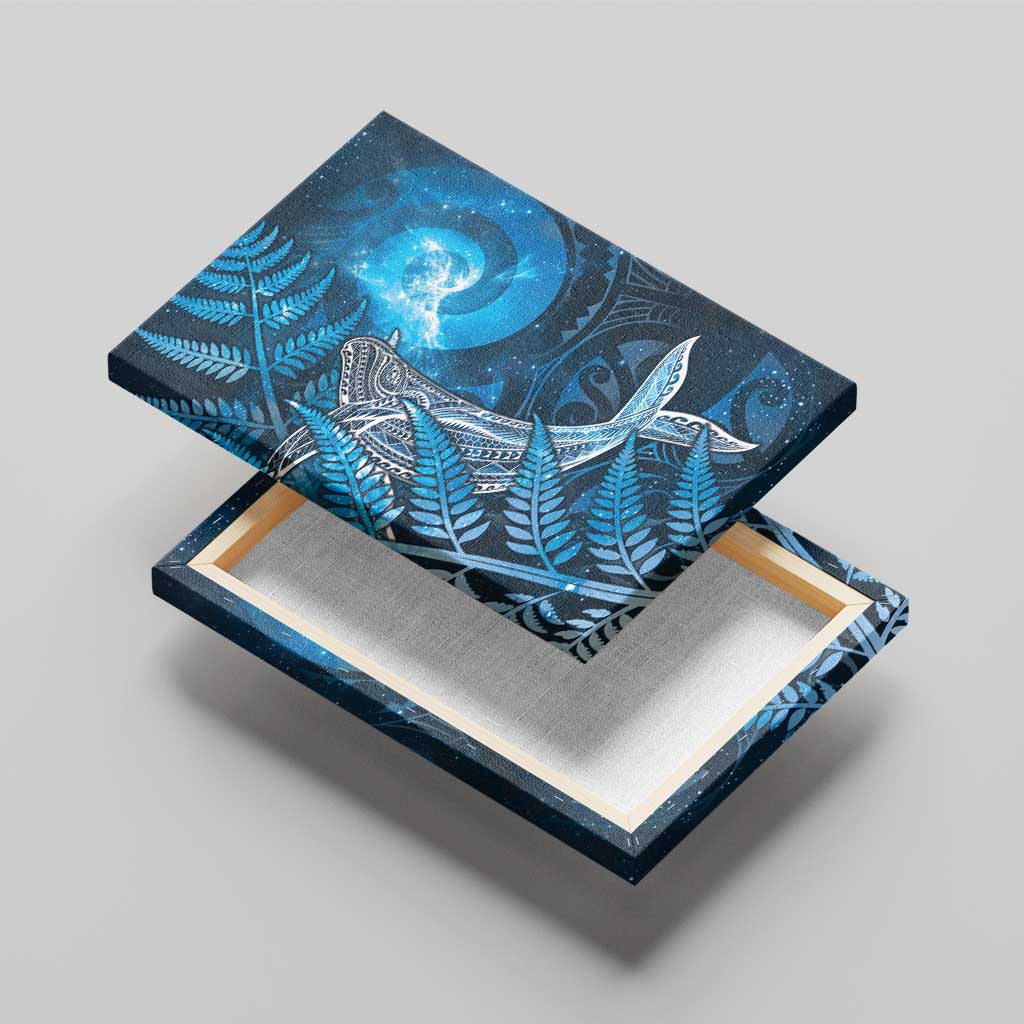 New Zealand Matariki Canvas Wall Art Maori Koru With Humpback Whale Blue LT05 - Polynesian Pride