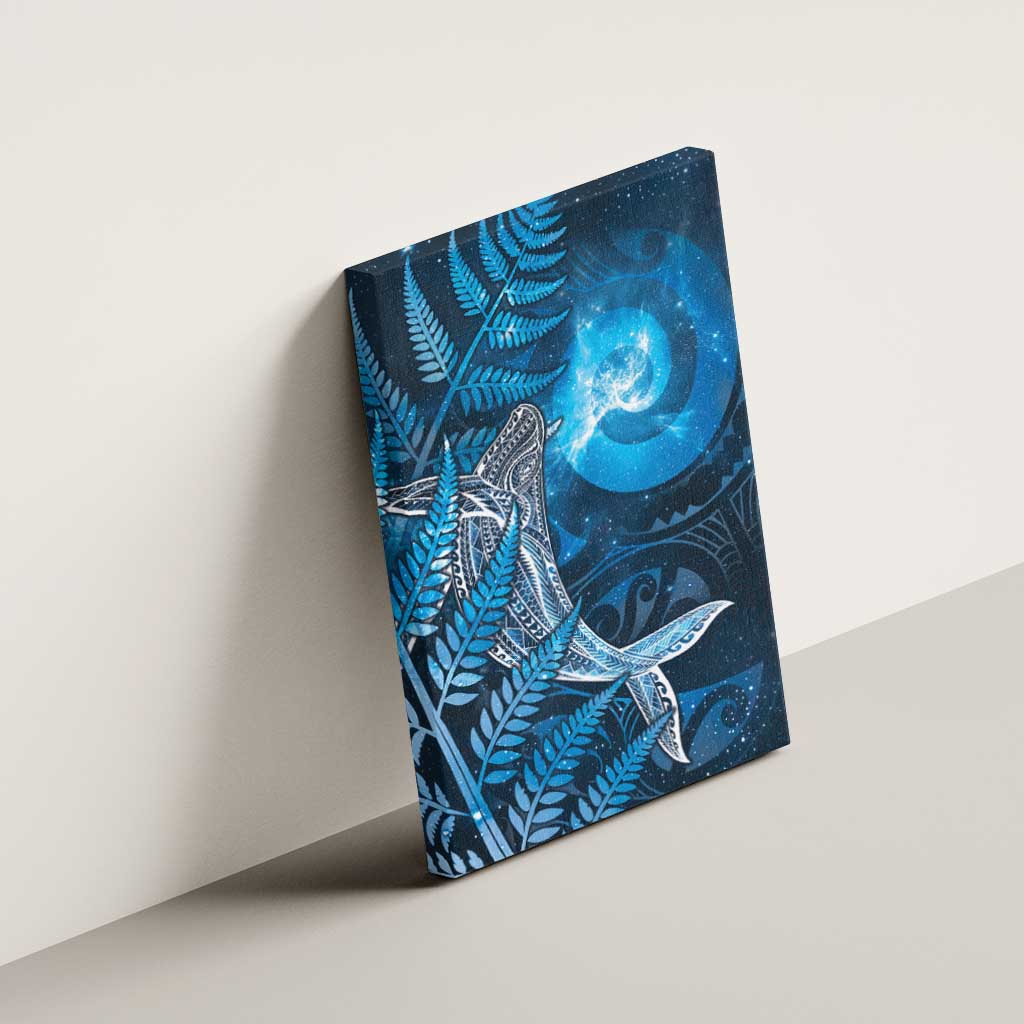New Zealand Matariki Canvas Wall Art Maori Koru With Humpback Whale Blue LT05 - Polynesian Pride