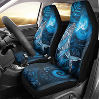 New Zealand Matariki Car Seat Cover Maori Koru With Humpback Whale Blue