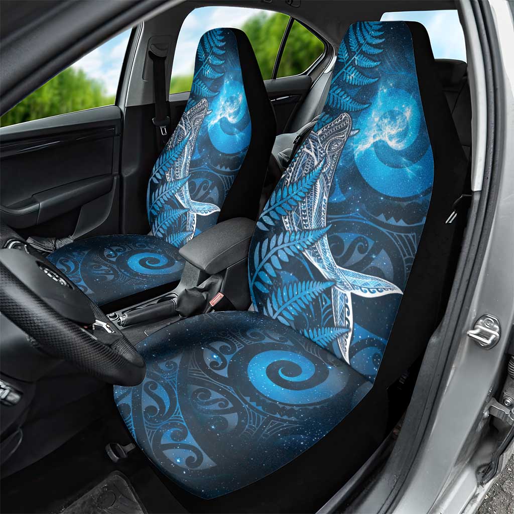 New Zealand Matariki Car Seat Cover Maori Koru With Humpback Whale Blue
