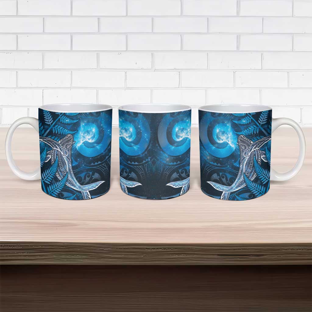 New Zealand Matariki Ceramic Mug Maori Koru With Humpback Whale Blue LT05 - Polynesian Pride