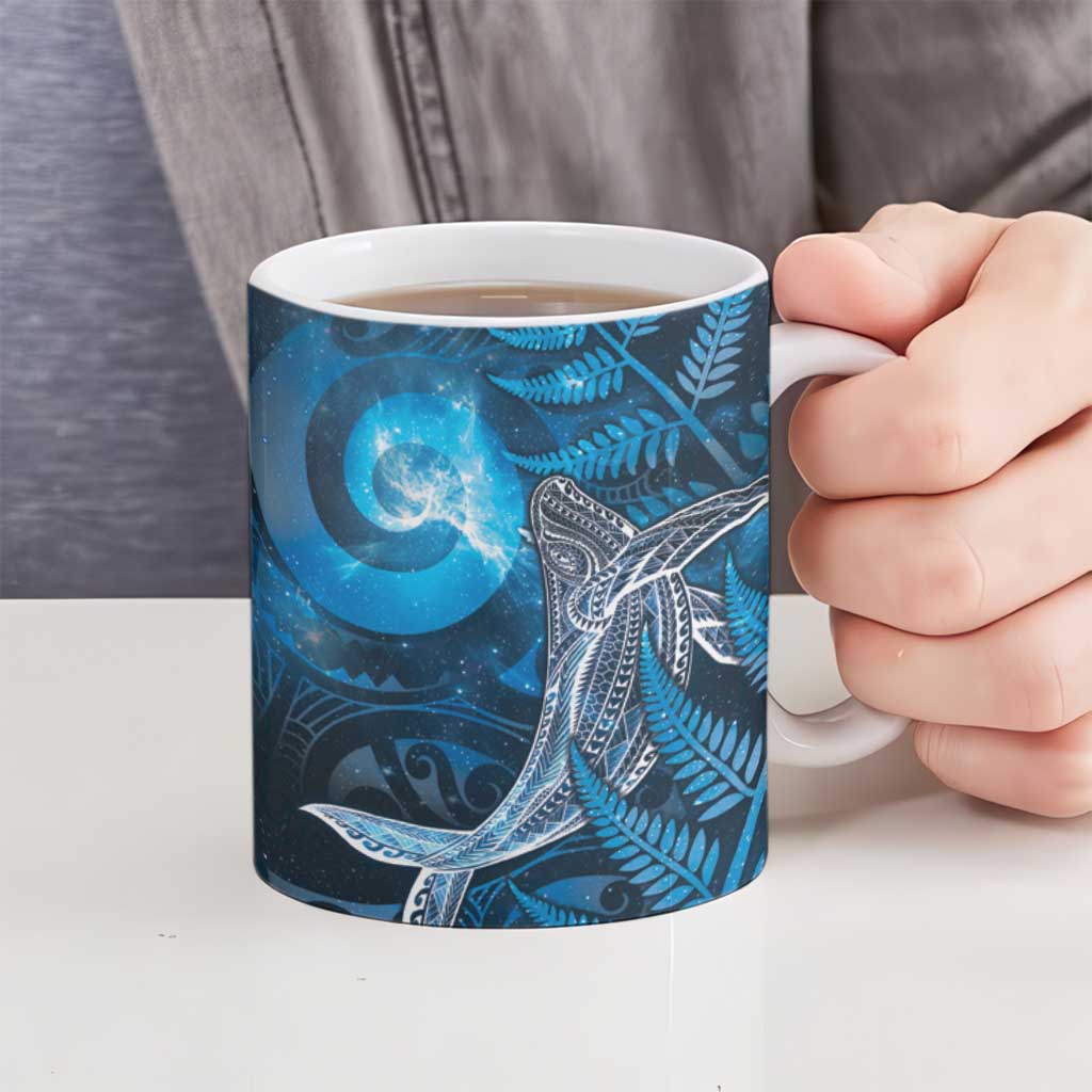 New Zealand Matariki Ceramic Mug Maori Koru With Humpback Whale Blue LT05 - Polynesian Pride