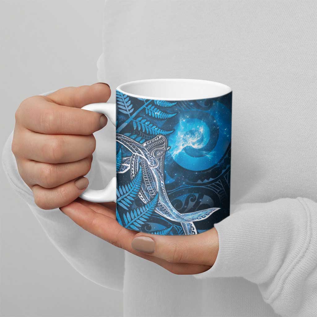 New Zealand Matariki Ceramic Mug Maori Koru With Humpback Whale Blue LT05 - Polynesian Pride