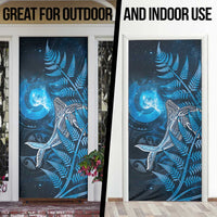 New Zealand Matariki Door Cover Maori Koru With Humpback Whale Blue