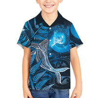 New Zealand Matariki Family Matching Mermaid Dress and Hawaiian Shirt Maori Koru With Humpback Whale Blue