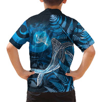 New Zealand Matariki Family Matching Off The Shoulder Long Sleeve Dress and Hawaiian Shirt Maori Koru With Humpback Whale Blue