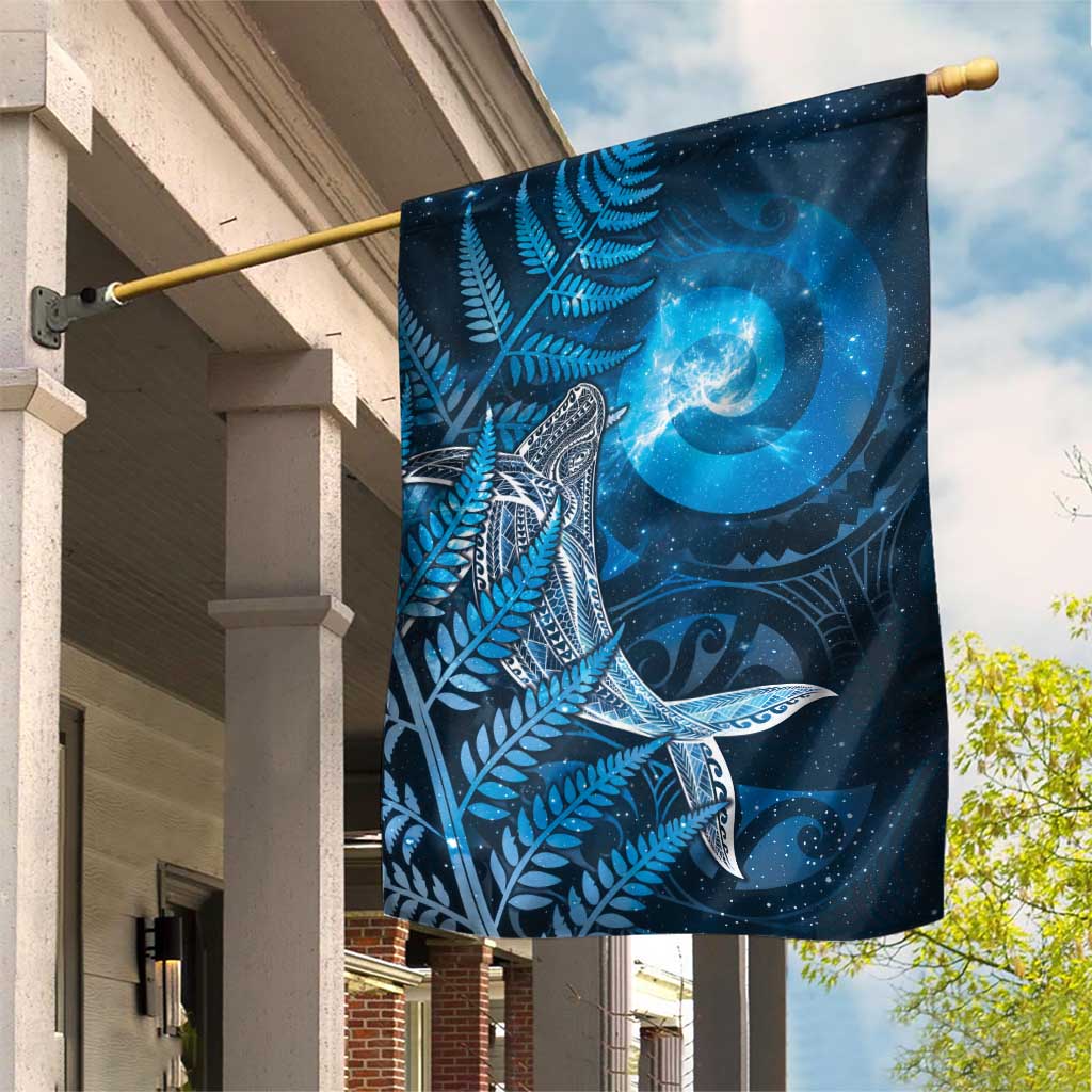 New Zealand Matariki Garden Flag Maori Koru With Humpback Whale Blue LT05 House Flag Blue - Polynesian Pride
