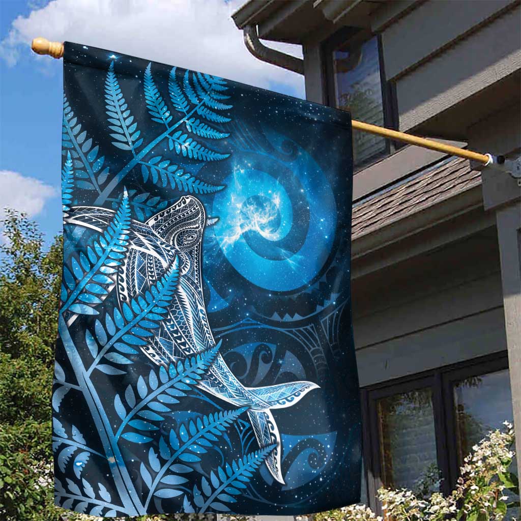 New Zealand Matariki Garden Flag Maori Koru With Humpback Whale Blue LT05 - Polynesian Pride