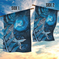 New Zealand Matariki Garden Flag Maori Koru With Humpback Whale Blue LT05 - Polynesian Pride