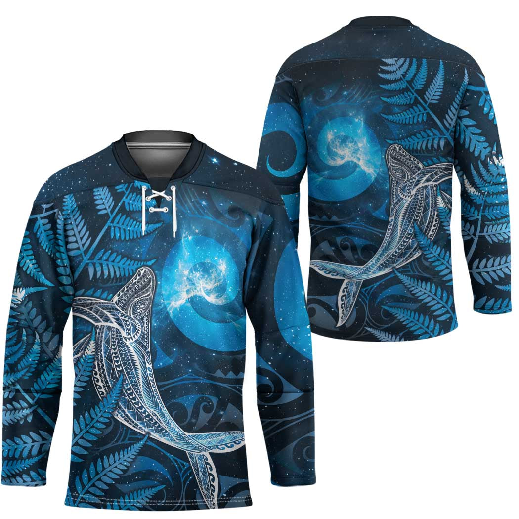 New Zealand Matariki Hockey Jersey Maori Koru With Humpback Whale Blue LT05 - Polynesian Pride