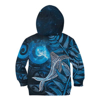 New Zealand Matariki Kid Hoodie Maori Koru With Humpback Whale Blue LT05 - Polynesian Pride