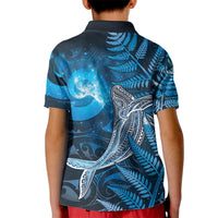 New Zealand Matariki Kid Polo Shirt Maori Koru With Humpback Whale Blue LT05 - Polynesian Pride