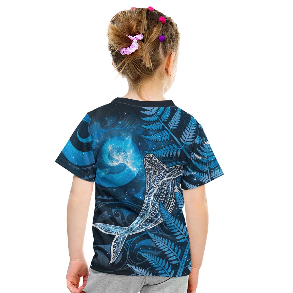 New Zealand Matariki Kid T Shirt Maori Koru With Humpback Whale Blue LT05 - Polynesian Pride