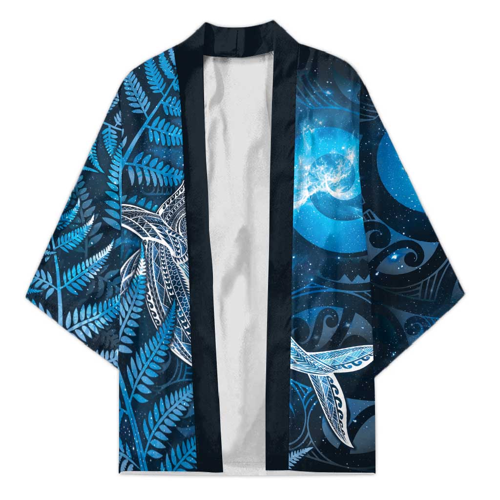 New Zealand Matariki Kimono Maori Koru With Humpback Whale Blue LT05 Unisex Blue - Polynesian Pride