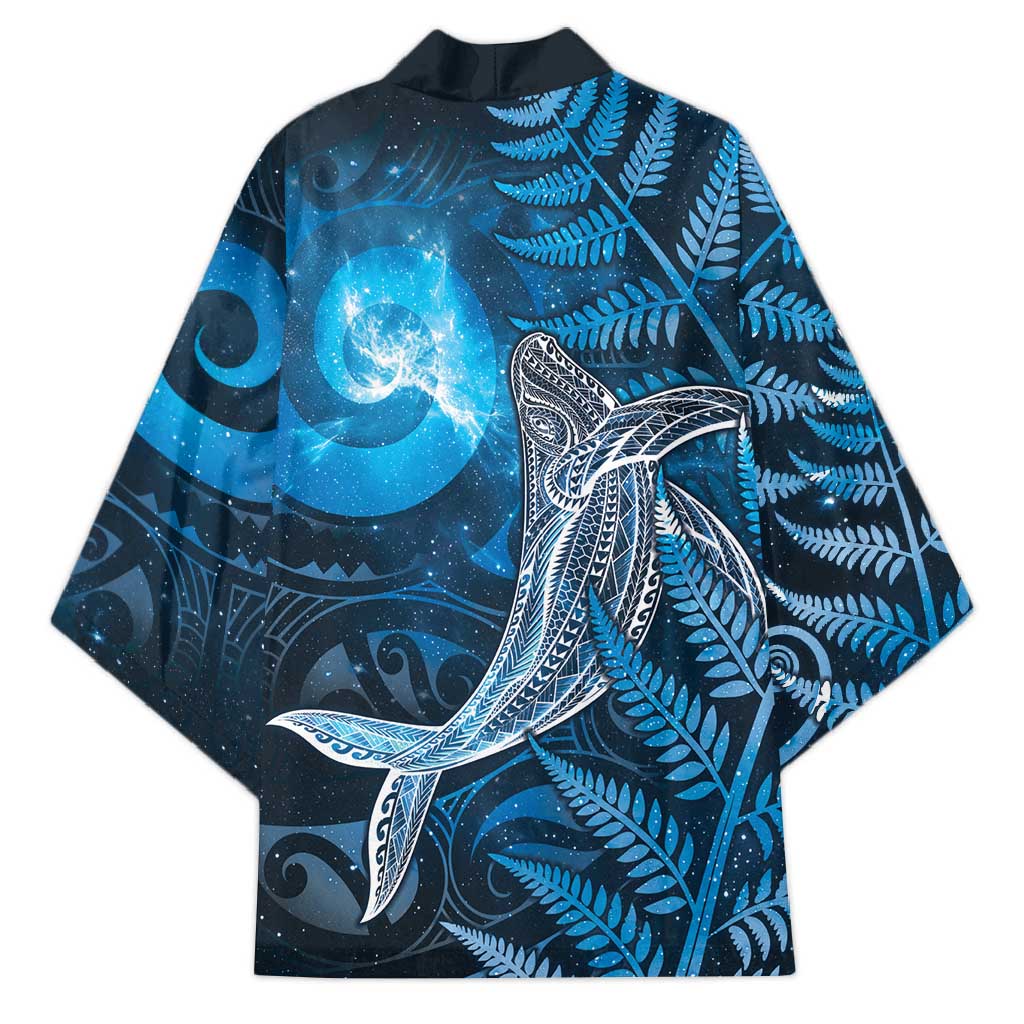 New Zealand Matariki Kimono Maori Koru With Humpback Whale Blue LT05 - Polynesian Pride