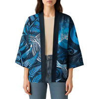 New Zealand Matariki Kimono Maori Koru With Humpback Whale Blue LT05 - Polynesian Pride