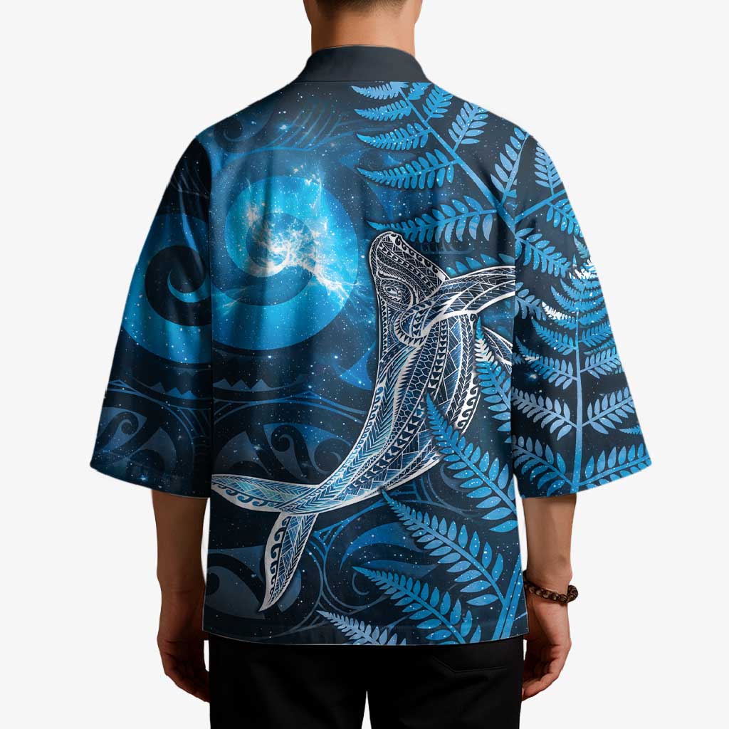 New Zealand Matariki Kimono Maori Koru With Humpback Whale Blue LT05 - Polynesian Pride