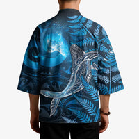 New Zealand Matariki Kimono Maori Koru With Humpback Whale Blue LT05 - Polynesian Pride