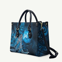 New Zealand Matariki Leather Bag Maori Koru With Humpback Whale Blue LT05 Blue - Polynesian Pride
