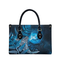 New Zealand Matariki Leather Bag Maori Koru With Humpback Whale Blue LT05 - Polynesian Pride