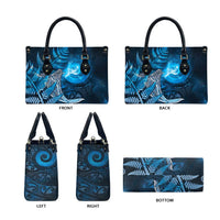 New Zealand Matariki Leather Bag Maori Koru With Humpback Whale Blue LT05 - Polynesian Pride