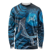 New Zealand Matariki Long Sleeve Shirt Maori Koru With Humpback Whale Blue LT05 Unisex Blue - Polynesian Pride