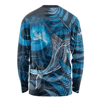 New Zealand Matariki Long Sleeve Shirt Maori Koru With Humpback Whale Blue LT05 - Polynesian Pride