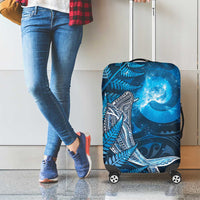 New Zealand Matariki Luggage Cover Maori Koru With Humpback Whale Blue