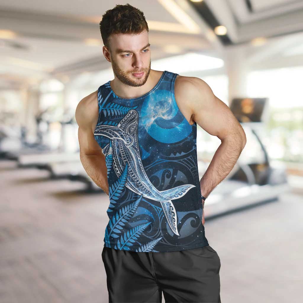 New Zealand Matariki Men Tank Top Maori Koru With Humpback Whale Blue LT05 Blue - Polynesian Pride