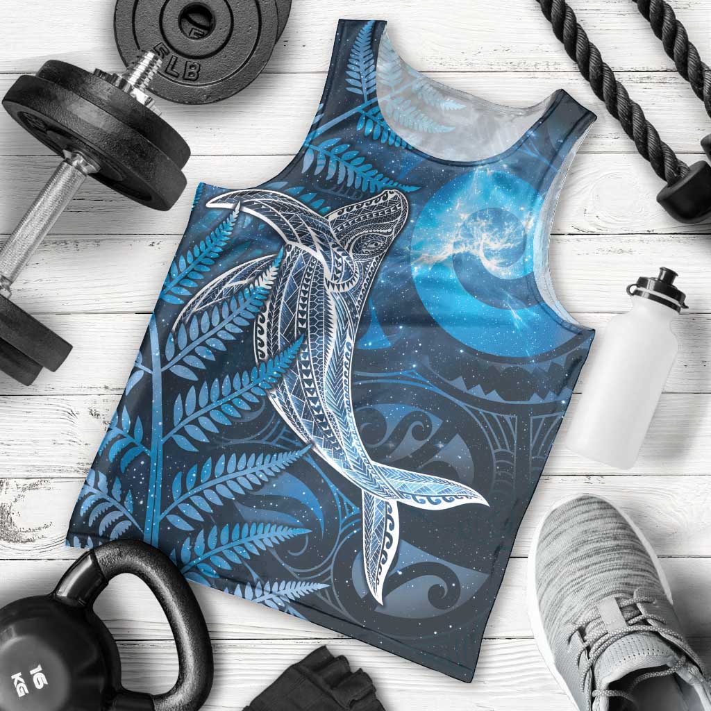 New Zealand Matariki Men Tank Top Maori Koru With Humpback Whale Blue LT05 - Polynesian Pride