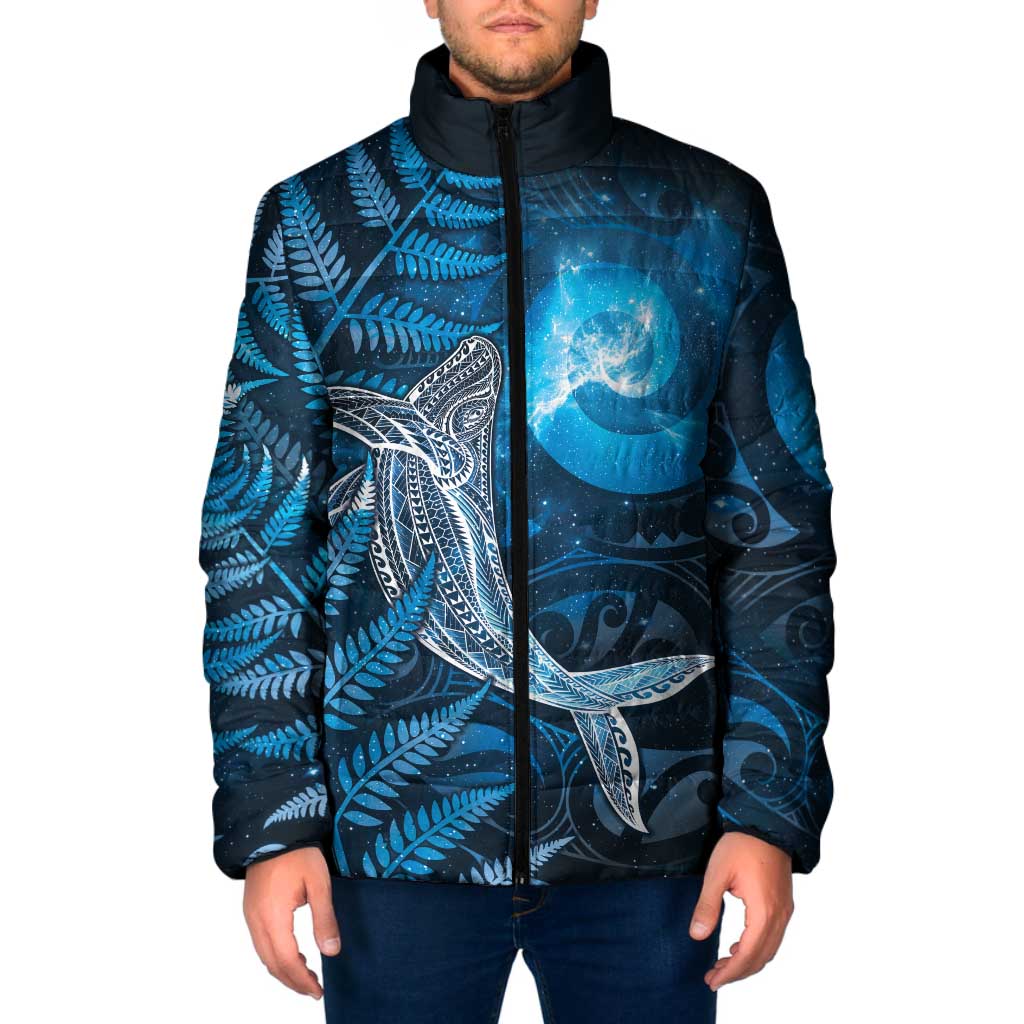 New Zealand Matariki Padded Jacket Maori Koru With Humpback Whale Blue LT05 Men Blue - Polynesian Pride