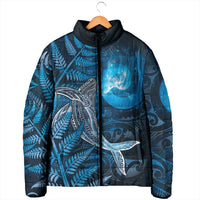 New Zealand Matariki Padded Jacket Maori Koru With Humpback Whale Blue LT05 - Polynesian Pride