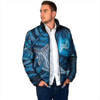 New Zealand Matariki Padded Jacket Maori Koru With Humpback Whale Blue LT05 - Polynesian Pride