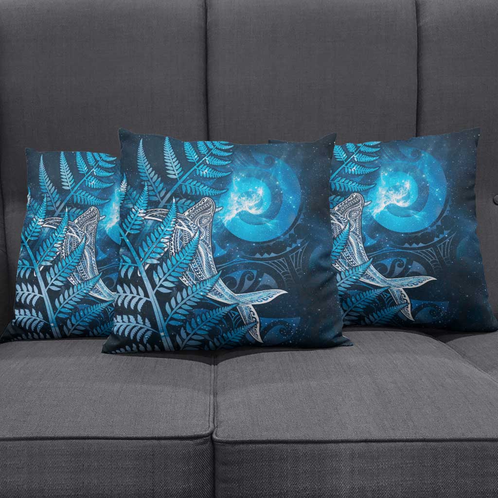 New Zealand Matariki Pillow Cover Maori Koru With Humpback Whale Blue LT05 - Polynesian Pride