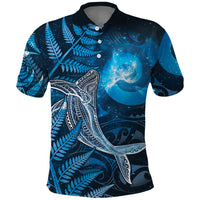 New Zealand Matariki Polo Shirt Maori Koru With Humpback Whale Blue LT05 Blue - Polynesian Pride