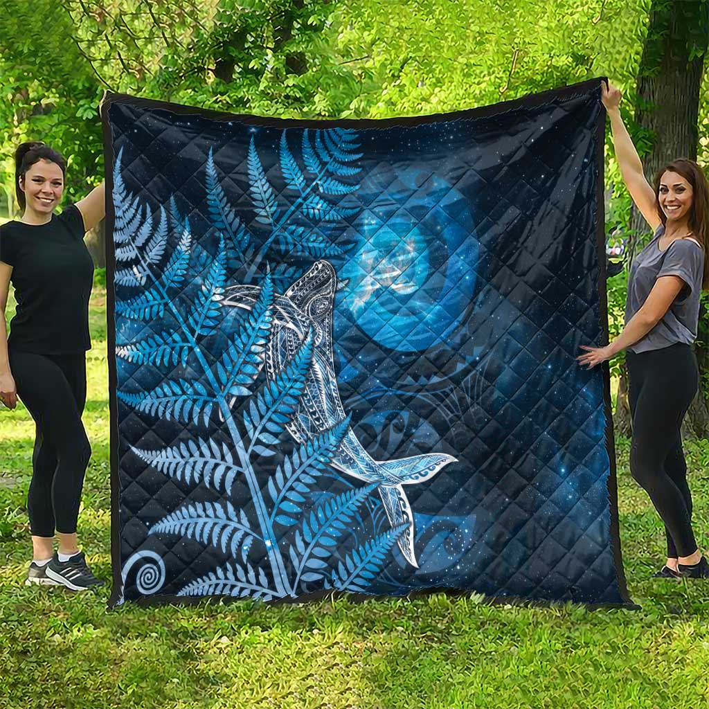 New Zealand Matariki Quilt Maori Koru With Humpback Whale Blue LT05 - Polynesian Pride