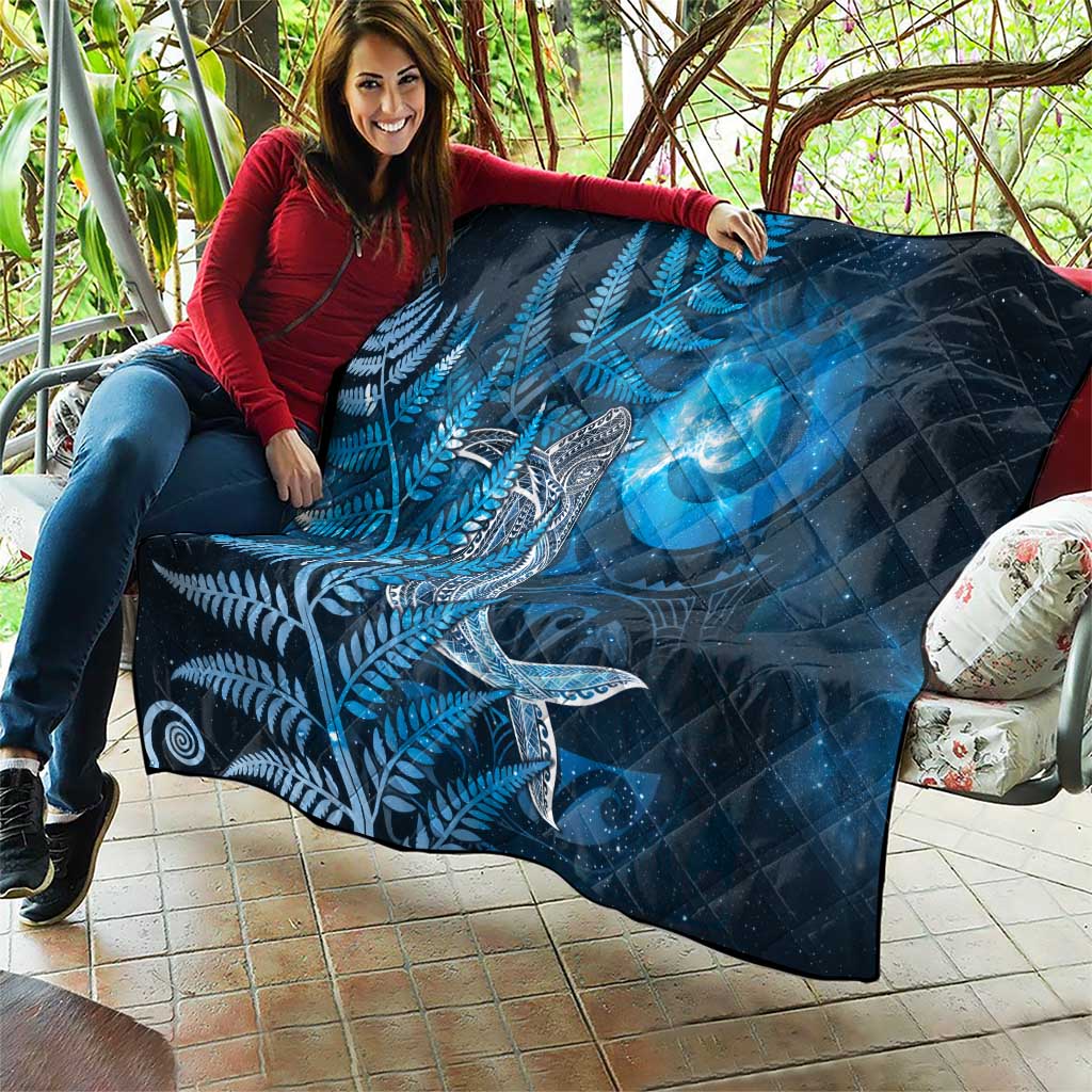 New Zealand Matariki Quilt Maori Koru With Humpback Whale Blue LT05 - Polynesian Pride