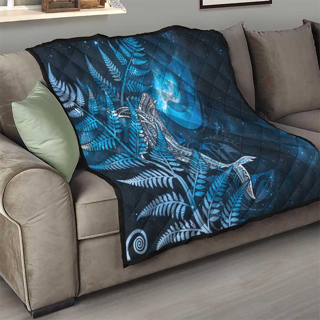 New Zealand Matariki Quilt Maori Koru With Humpback Whale Blue LT05 - Polynesian Pride